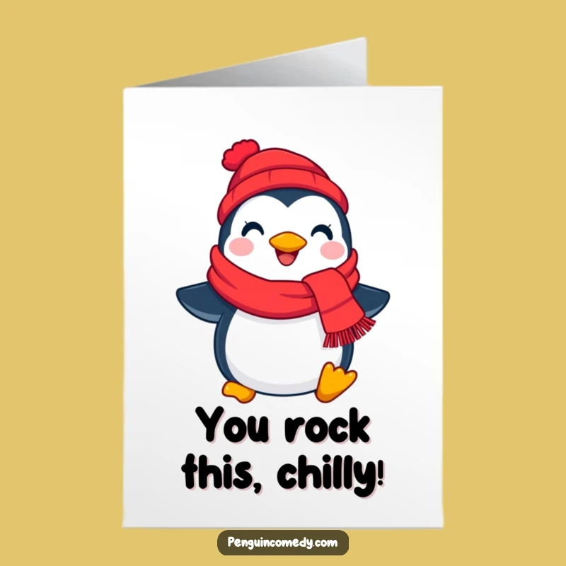 Free Printable Congrats Card: Penguin Scarf Cheer, Your Cozy Downloadable Gift!
