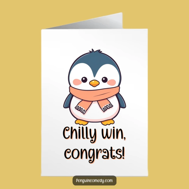 Free Printable Congrats Card: Penguin with Scarf, Snuggly Downloadable Cheer