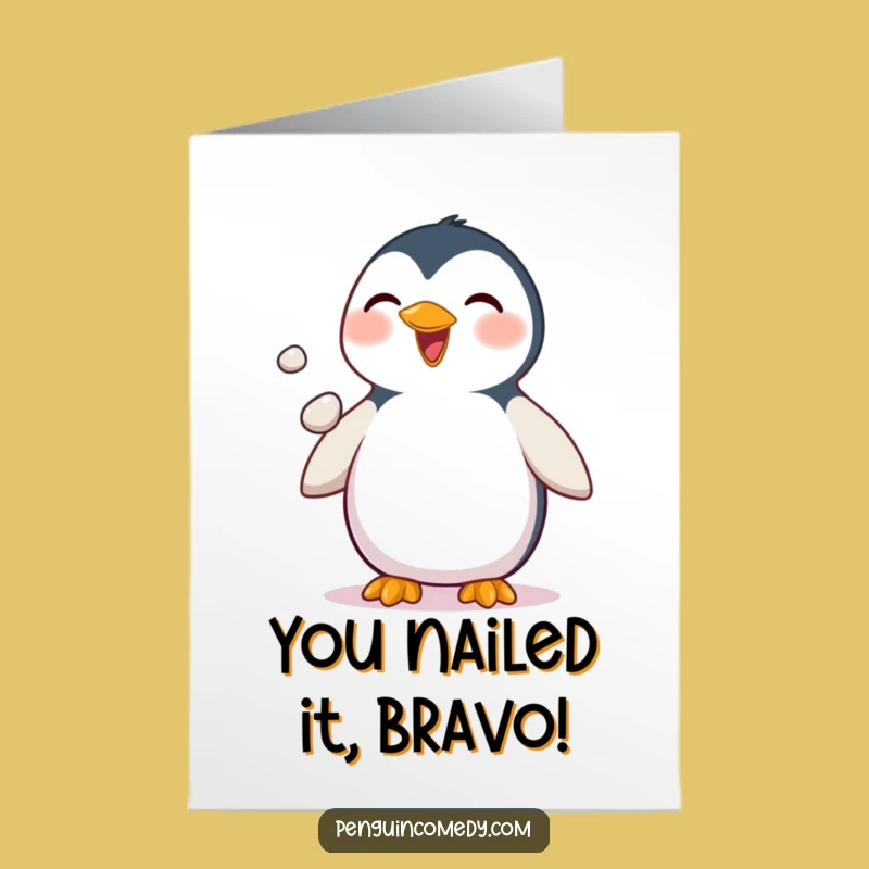Free Printable Juggling Penguin Congrats Card - Hilarious Downloadable Achievement Celebration