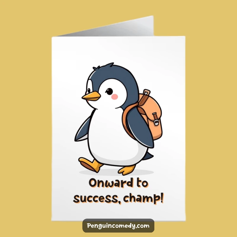 Free Printable Penguin Backpack Card: Hilarious Congratulations Downloadable