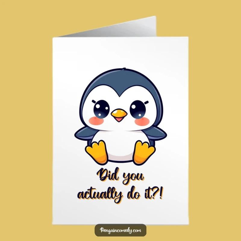 Free Printable Penguin Card - Shocked Congrats Greeting, Instant Downloadable Humor