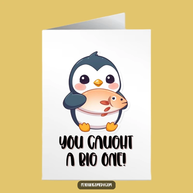 Free Printable Penguin Congrats Card Funny Downloadable Gift Fish Surprise