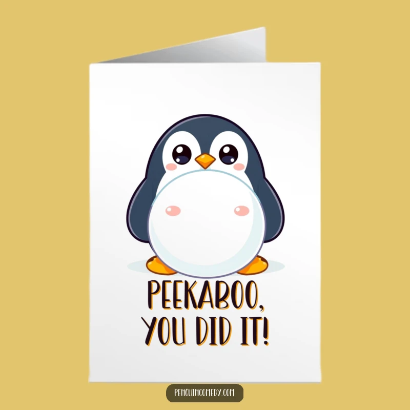 Free Printable Penguin Congrats Card Peek-a-Boo Downloadable Gift