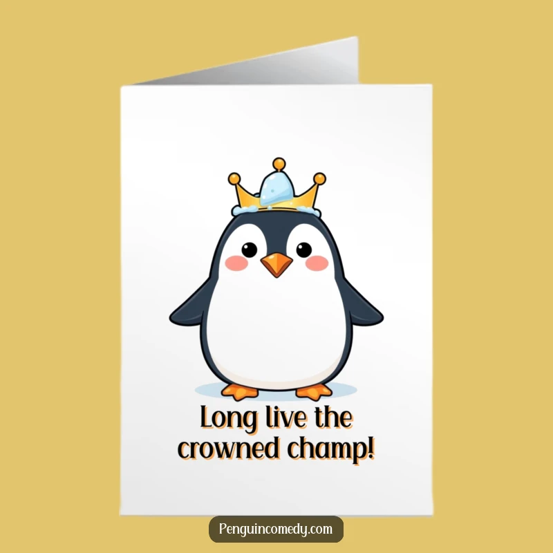 Free Printable Penguin Congrats Card - Royal Ice Crown, Downloadable Celebration