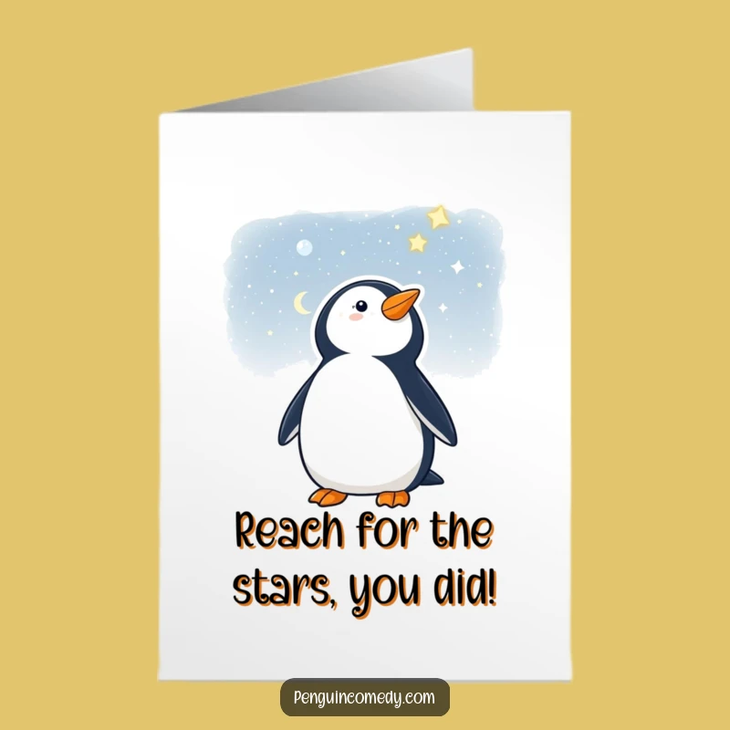 Penguin Starry Night Congrats Card Free Printable: Dream Big Downloadable