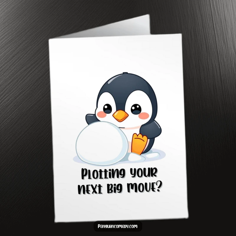 Funny Free Printable Congratulations Card featuring a mischievous penguin peeking from behind a snowball, offering a playful congratulations.