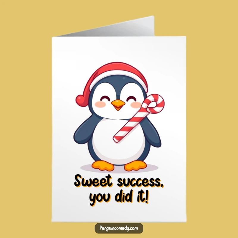 Free Printable Penguin Candy Cane Card: Hilarious Congratulations Downloadable