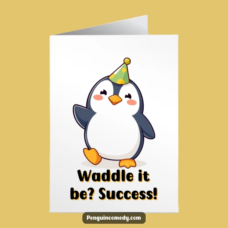 Free Printable Congrats Card: Joyful Penguin - Humorous Downloadable Gift!