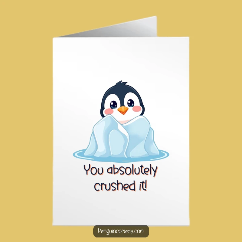 Free Printable Penguin Congratulations Card: Funny Icy Arrival Downloadable Gift