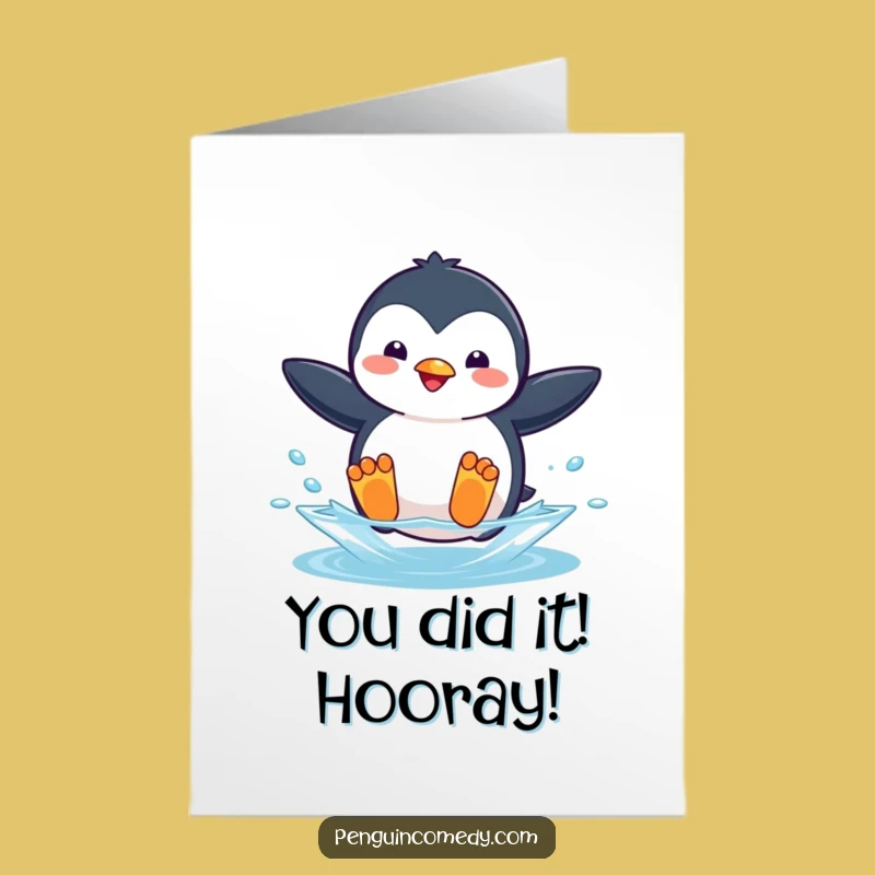 Congrats Penguin Card: Free Printable Splashy Success for a Funny Downloadable Gift