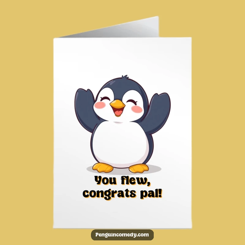 FREE Printable Penguin Congrats Card - Wing Flapping Celebration Downloadable Gift