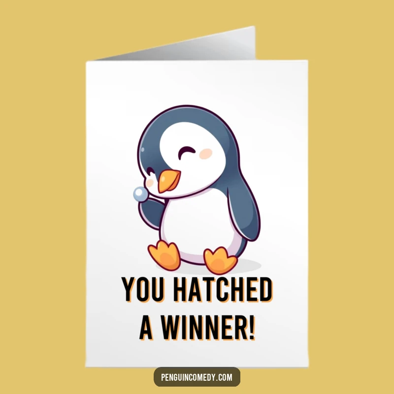 Free Printable Penguin Congrats Card: Humorous Curious Bird for Celebratory Moments