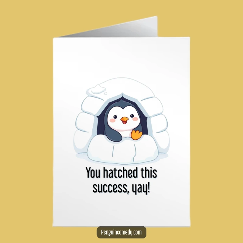 Free Printable Cheerful Penguin Congratulations Card: Celebrate with a Happy Peek!