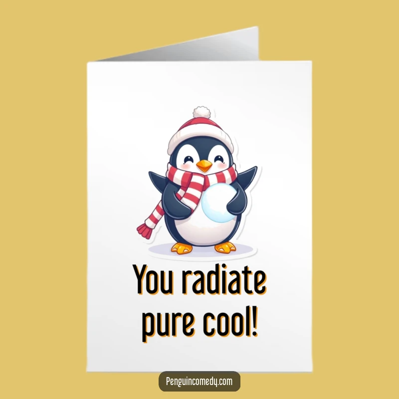 Free Printable Congrats Card: Festive Penguin Snowball Downloadable Greeting for Snowy Success
