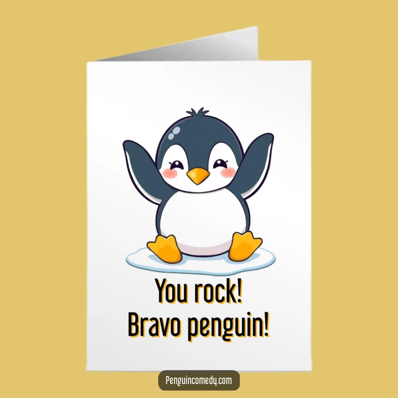 Free Printable Congrats Card: Clapping Penguin - Humorous Downloadable Gift!
