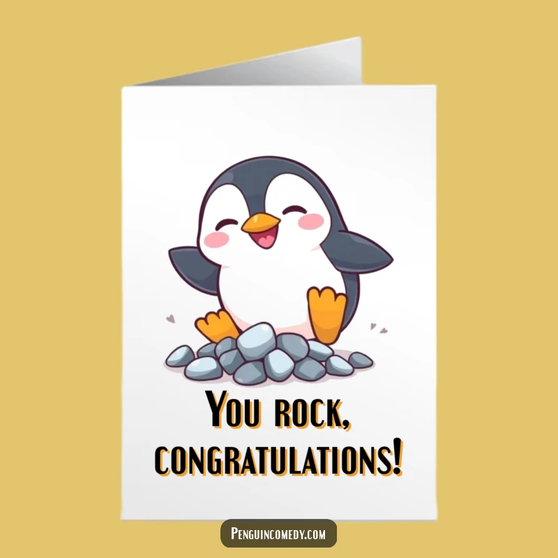 Free Printable Penguin Congrats Card: You Rock!