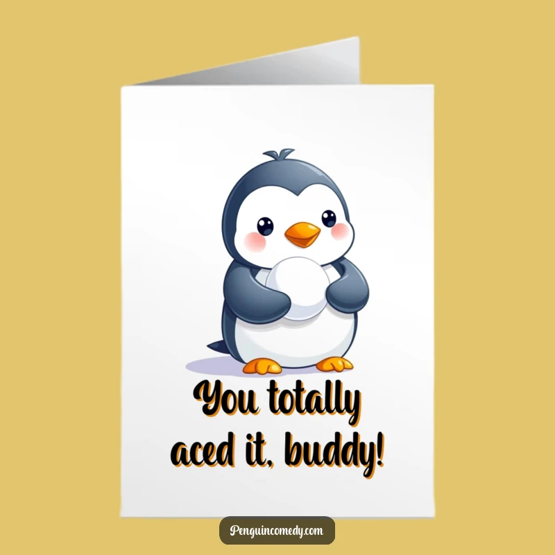 Free Printable Penguin Congratulations Card: Snowy Success Downloadable Greeting