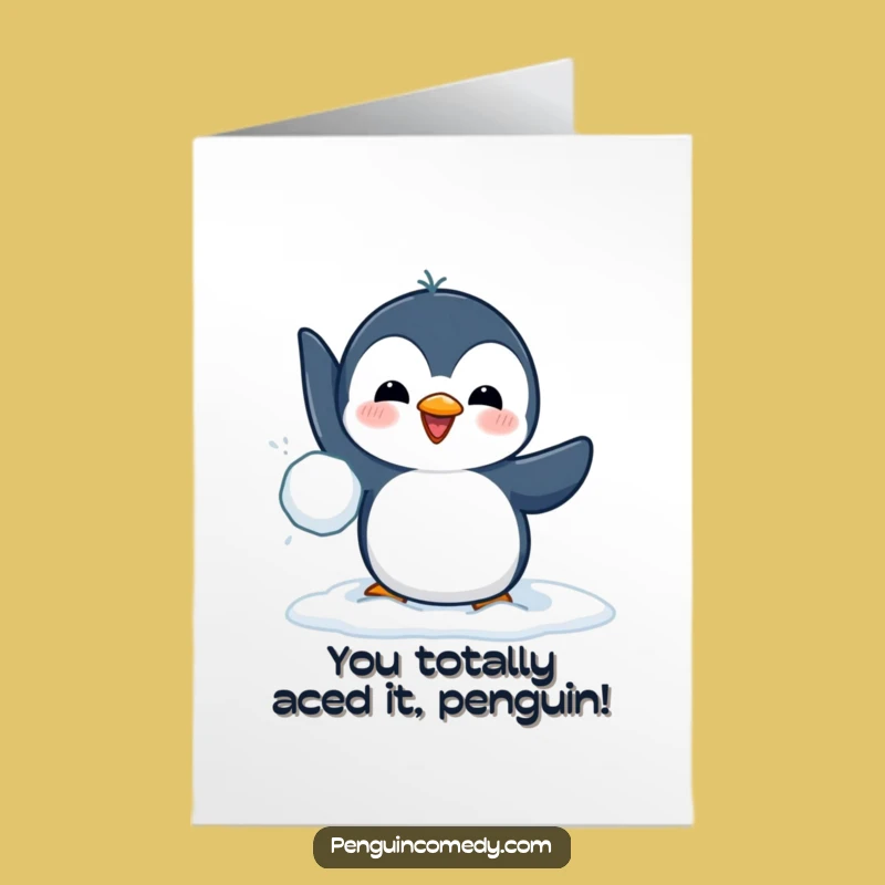 Free Printable Penguin Snowball Card: Hilarious Congratulations Downloadable Gift