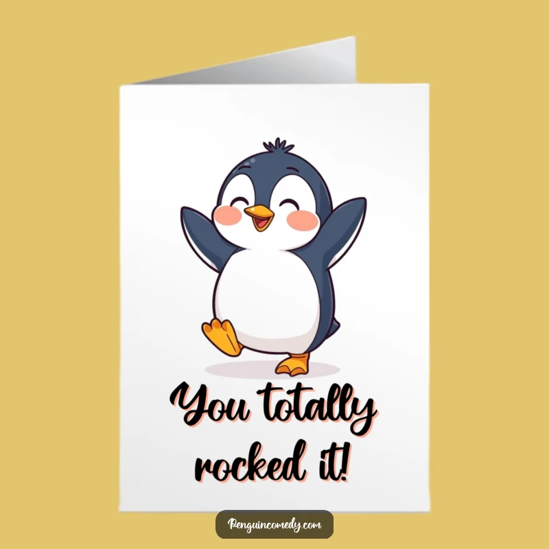 Free Printable Penguin Dance Congrats Card - Humorous Downloadable Greeting for Any Occasion