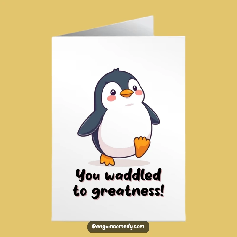 Free Printable Penguin Congrats Card: Funny Waddling Success Downloadable Celebration!