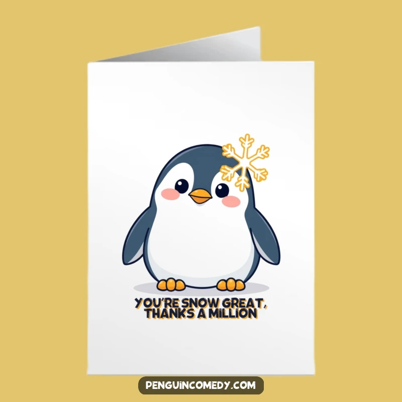 Free Printable Funny Thank You Card: Penguin's Snowflake - Sweet Downloadable