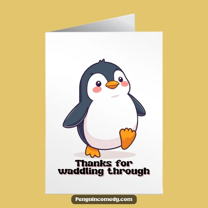 Free Printable Penguin Thank You Card: Funny Waddling Gratitude Downloadable Surprise!