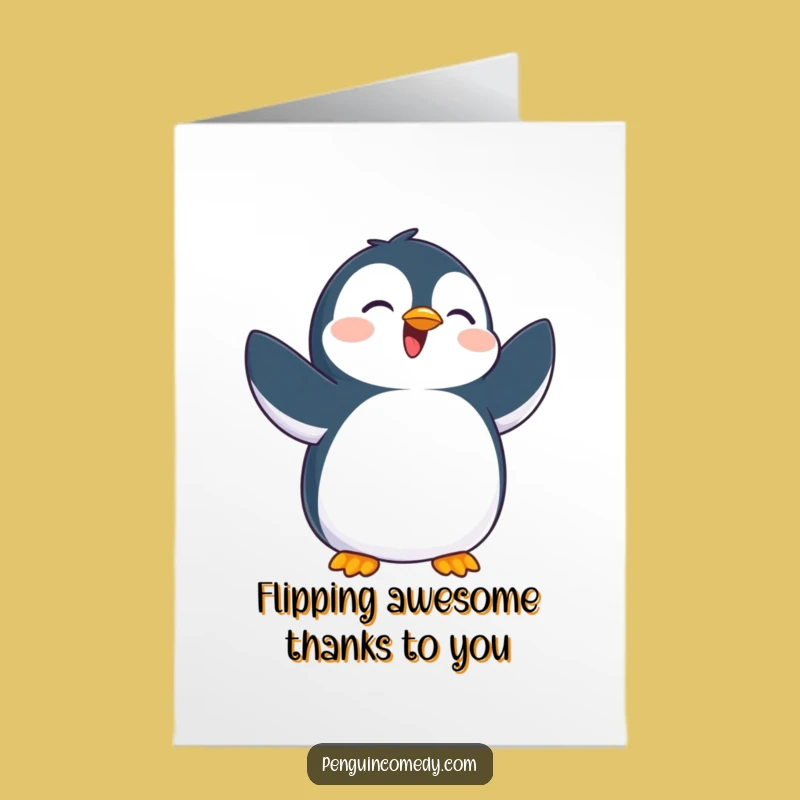 Free Printable Penguin Thank You Card: Joyful Flipping Downloadable Gift