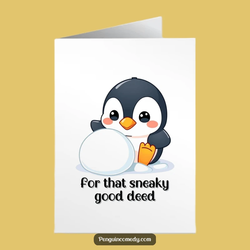 Free Printable Penguin Thank You Card - Mischevious Snowball, Downloadable Gratitude