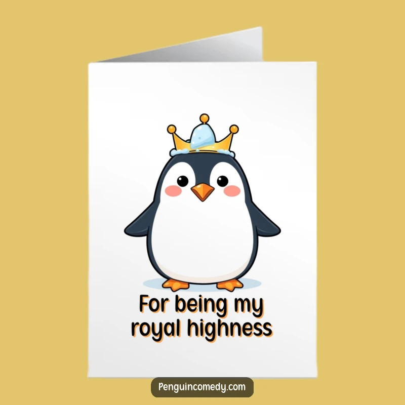 Free Printable Penguin Thank You Card - Royal Ice Crown, Downloadable Appreciation