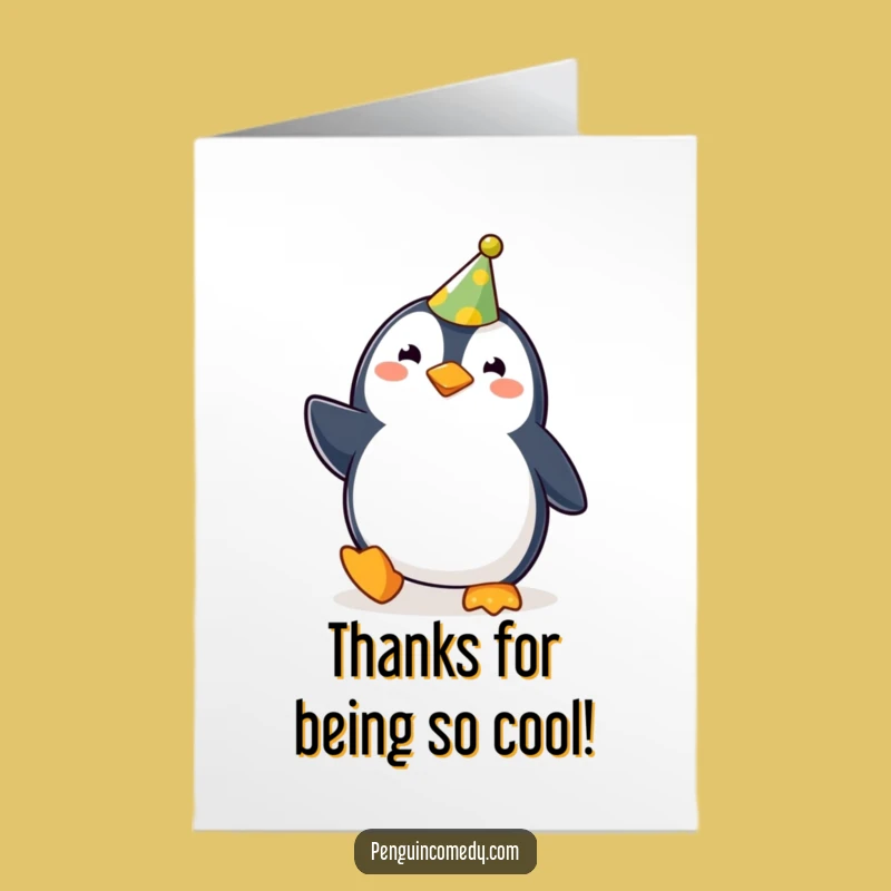 Free Printable Thank You Card: Joyful Penguin - Humorous Downloadable Gift!