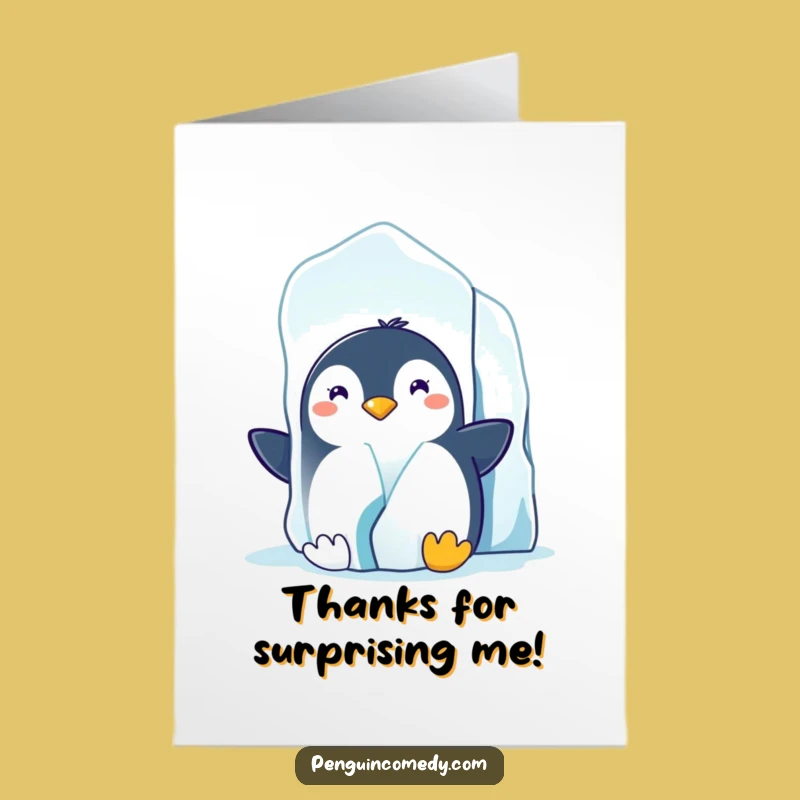 Free Printable Thank You Card: Penguin's Grin Behind Ice! Unique Downloadable Gift