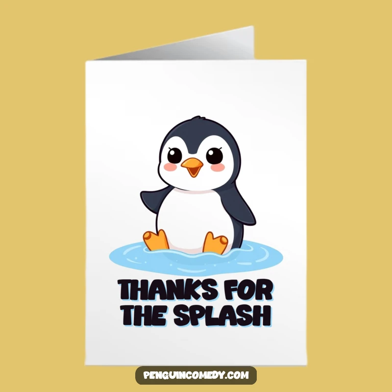 Free Printable Thank You Card: Penguin's Ocean Greeting, Funny Downloadable