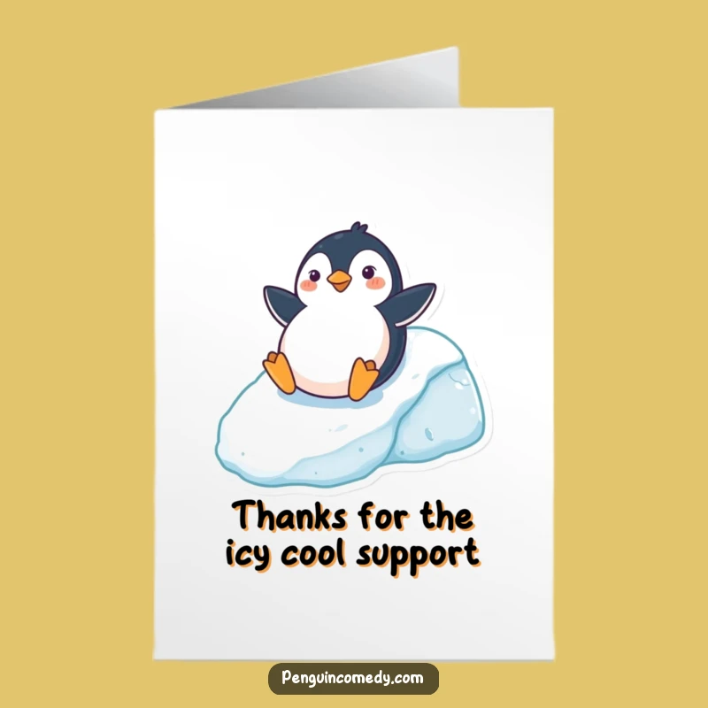 Free Printable Thank You Card: Penguin Slide, Funny Downloadable Arctic Gratitude