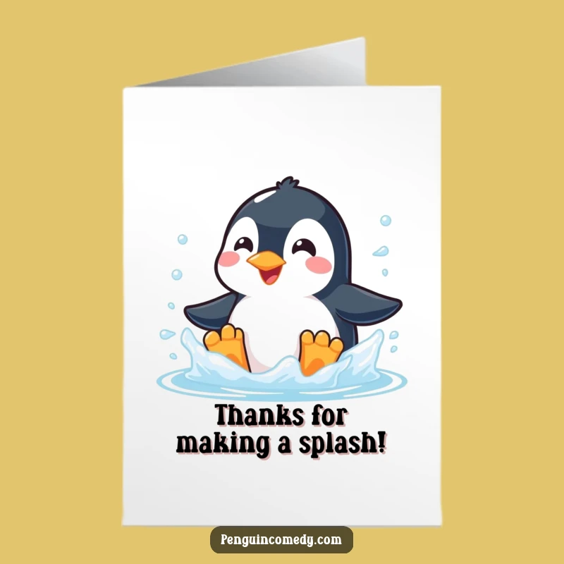 Free Printable Thank You Card: Penguin Splash Fun! Unique Downloadable Gift