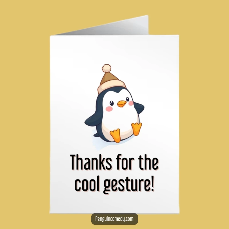 Free Printable Thank You Card Penguin Tiny Hat Slide Downloadable Gift