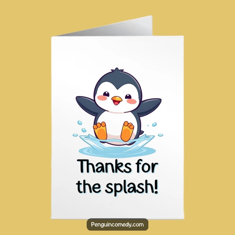 Penguin Thank You Card: Free Printable Splashy Thanks for a Funny Downloadable Gift