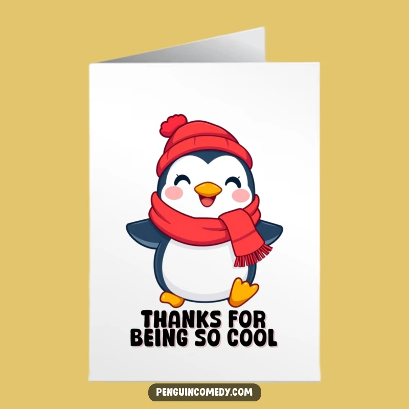 Free Printable Thank You Card: Penguin Scarf Gratitude, Thoughtful Downloadable Gift