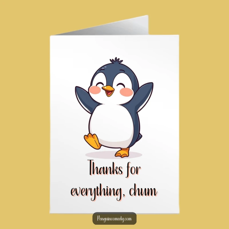 Free Printable Penguin Thanks Card - Funny Downloadable Greeting for Expressing Gratitude
