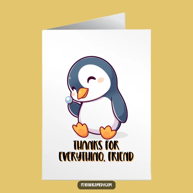 Free Printable Penguin Thank You Card: Cute Curious Bird for Gratitude