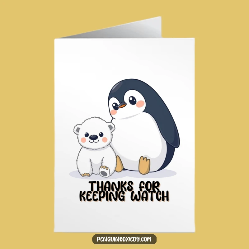 Free Printable Thank You Card: Penguin's Observation, Funny Downloadable Gift