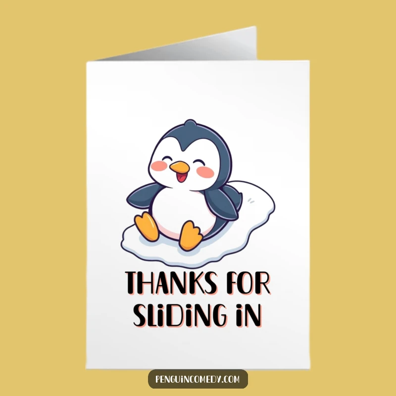 Free Printable Penguin Thank You Card: Funny Sliding Gratitude Downloadable Surprise!