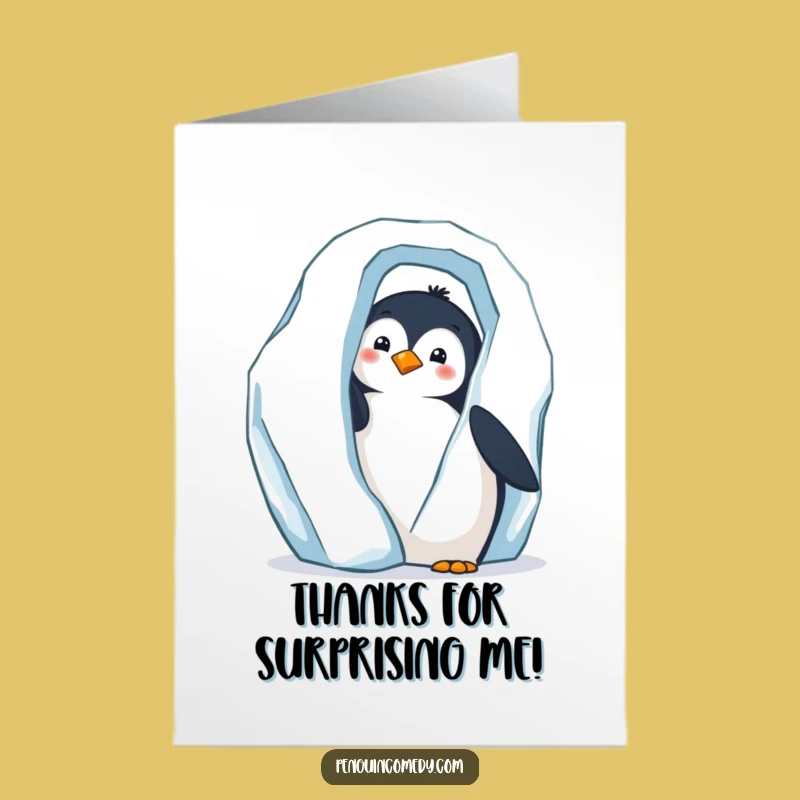 Curious Penguin Thank You Card: Free Printable Hidden Thanks for a Funny Downloadable Gift
