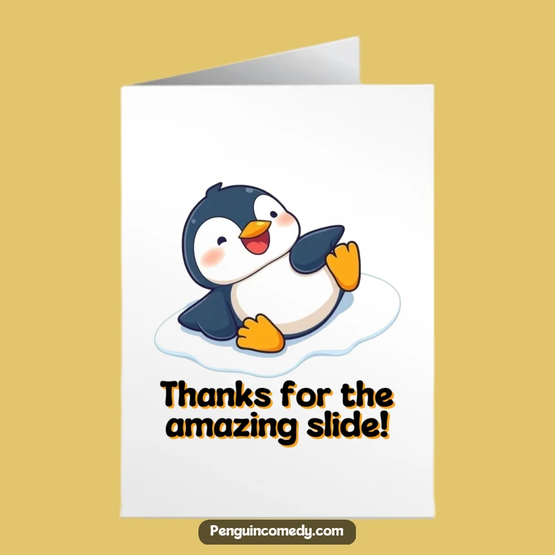 Free Printable Penguin Thank You Card: Slide of Thanks Downloadable