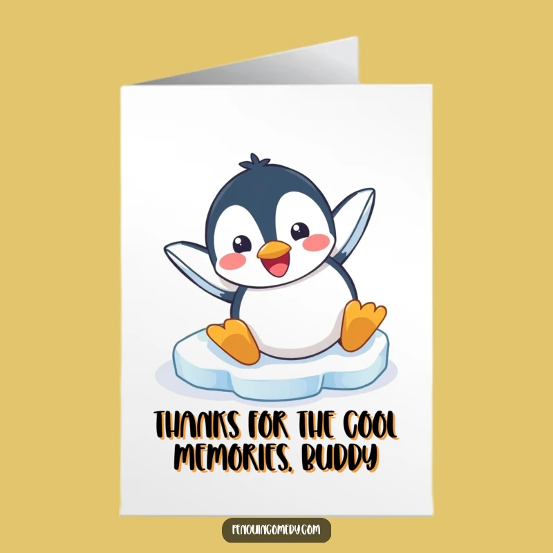 Free Printable Funny Thank You Card: Penguin Slide - Downloadable Gratitude
