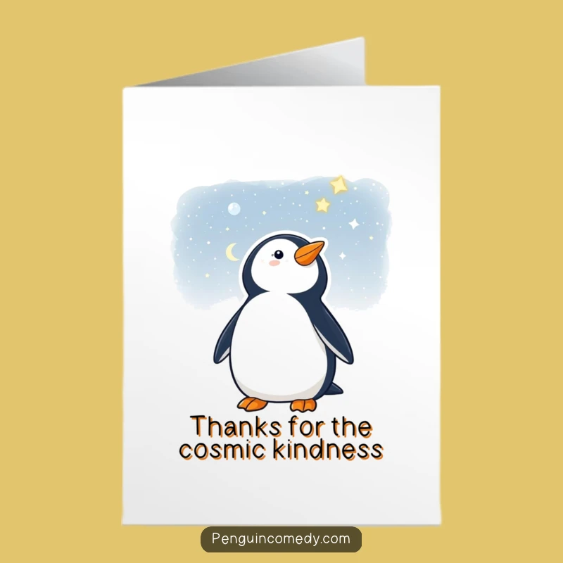 Starry Night Penguin Thank You Card Free Printable: Celestial Gratitude