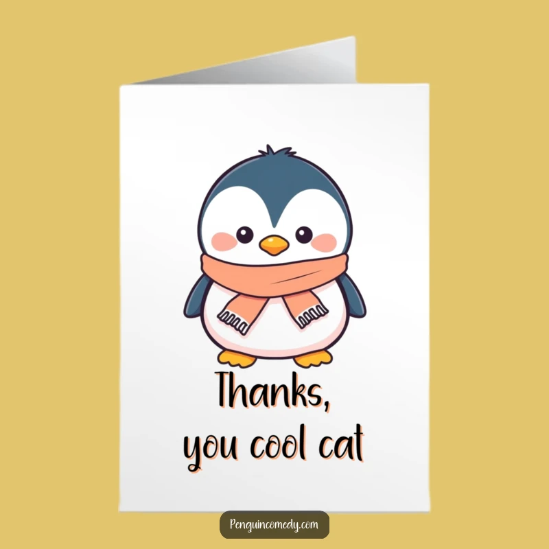 Free Printable Thank You Card: Penguin with Scarf, Warm Downloadable Gratitude