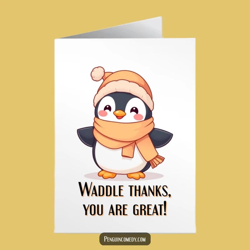 Free Printable Penguin Thank You Card: Waddle Thanks Downloadable