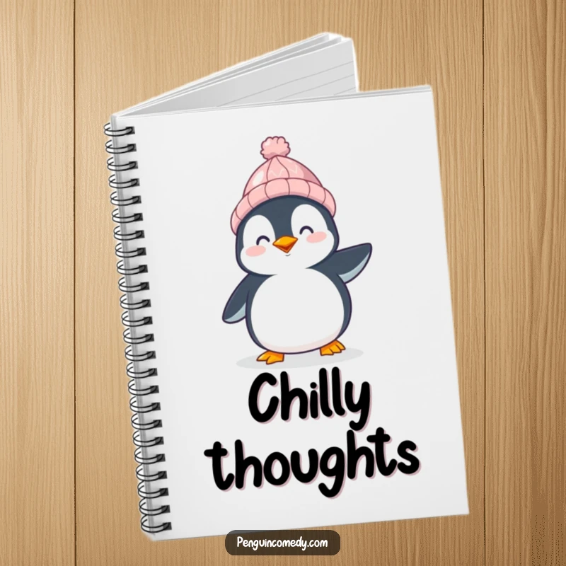Funny Penguin Spiral Notebook: A happy penguin in a hat waddles, perfect for notes, a fun and funny gift.