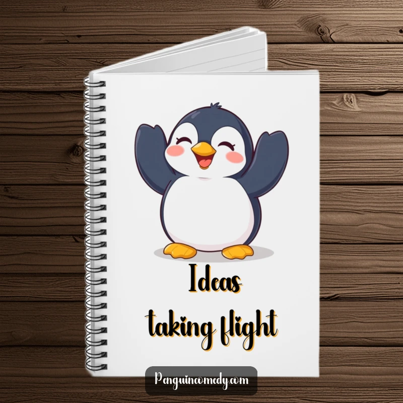 Funny Penguin Notebook: A cheerful penguin flapping its wings with pure delight, perfect for journaling happy thoughts and creative ideas.