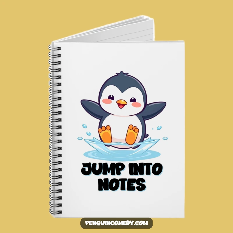 Funny Penguin Jumping Notebook - Journal Penguin Dive Log Gift